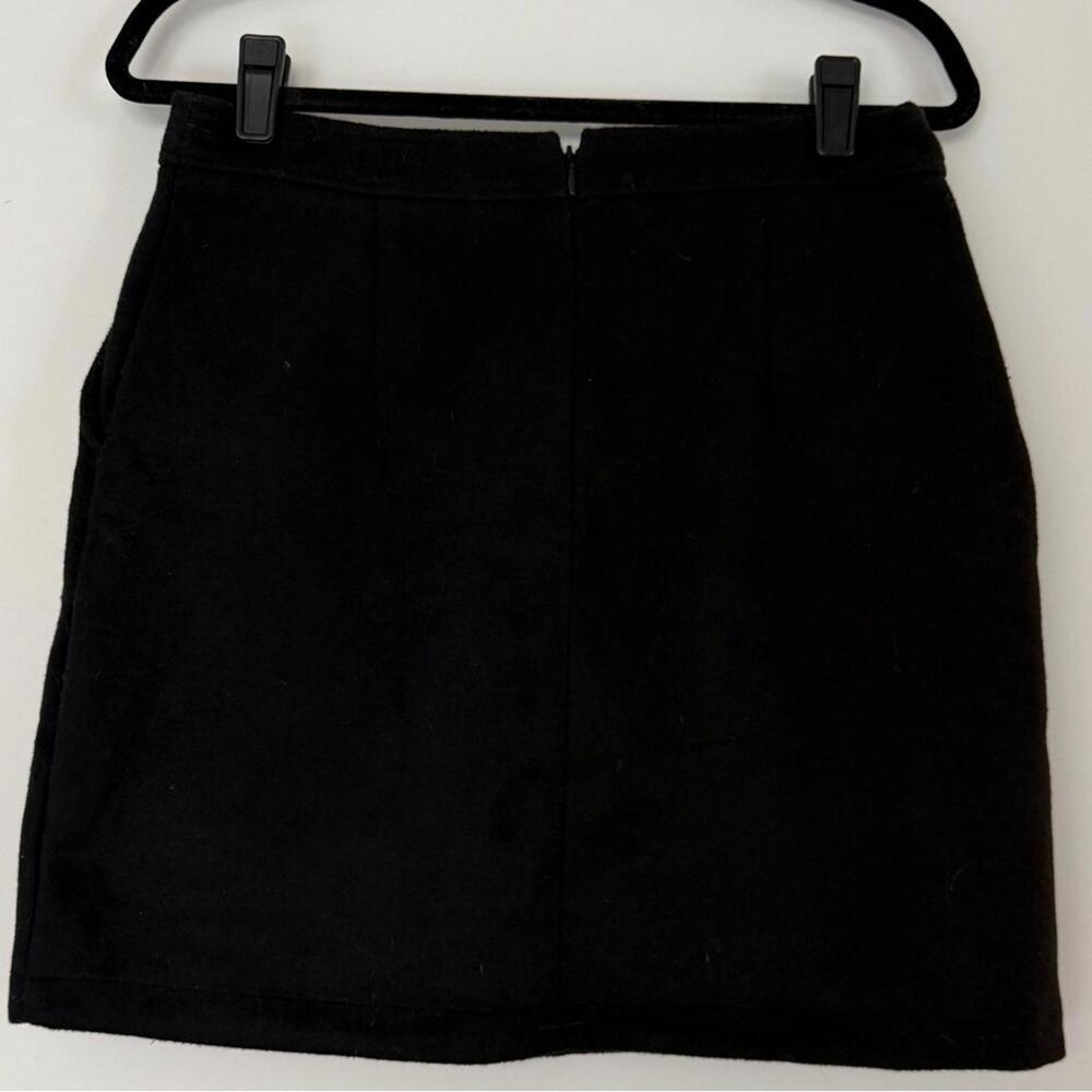 Loft | Black Wool Blend Gold Button Front Mini Sk… - image 4